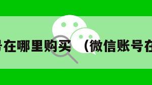 微信账号在哪里购买 （微信账号在哪儿买）